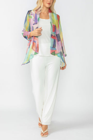 Multi-Color Shawl Collar Mesh Jacket